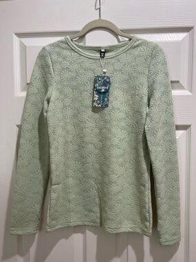 Mint Green Floral-Textured Long Sleeve Top